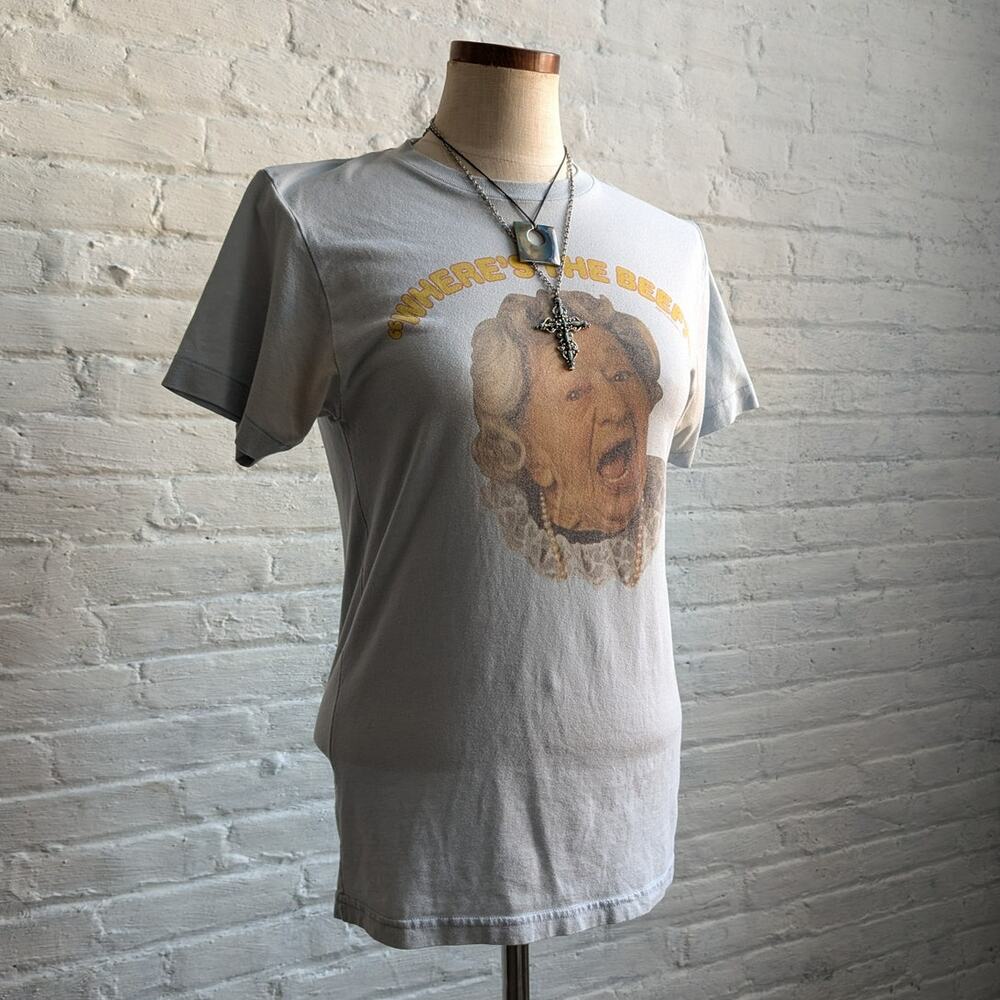 Retro Graphic Tee Vintage Vibe Oversize Funny Tshirt Y2K Pastel Blue Top Small - Picture 4 of 9